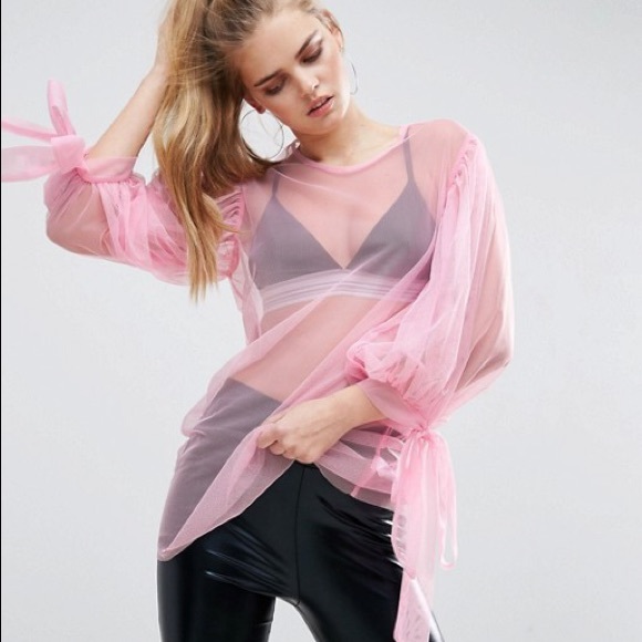 Mesh Top with Exaggerated Bow Sleeves - Picture 1 of 8